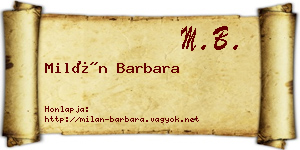 Milán Barbara névjegykártya